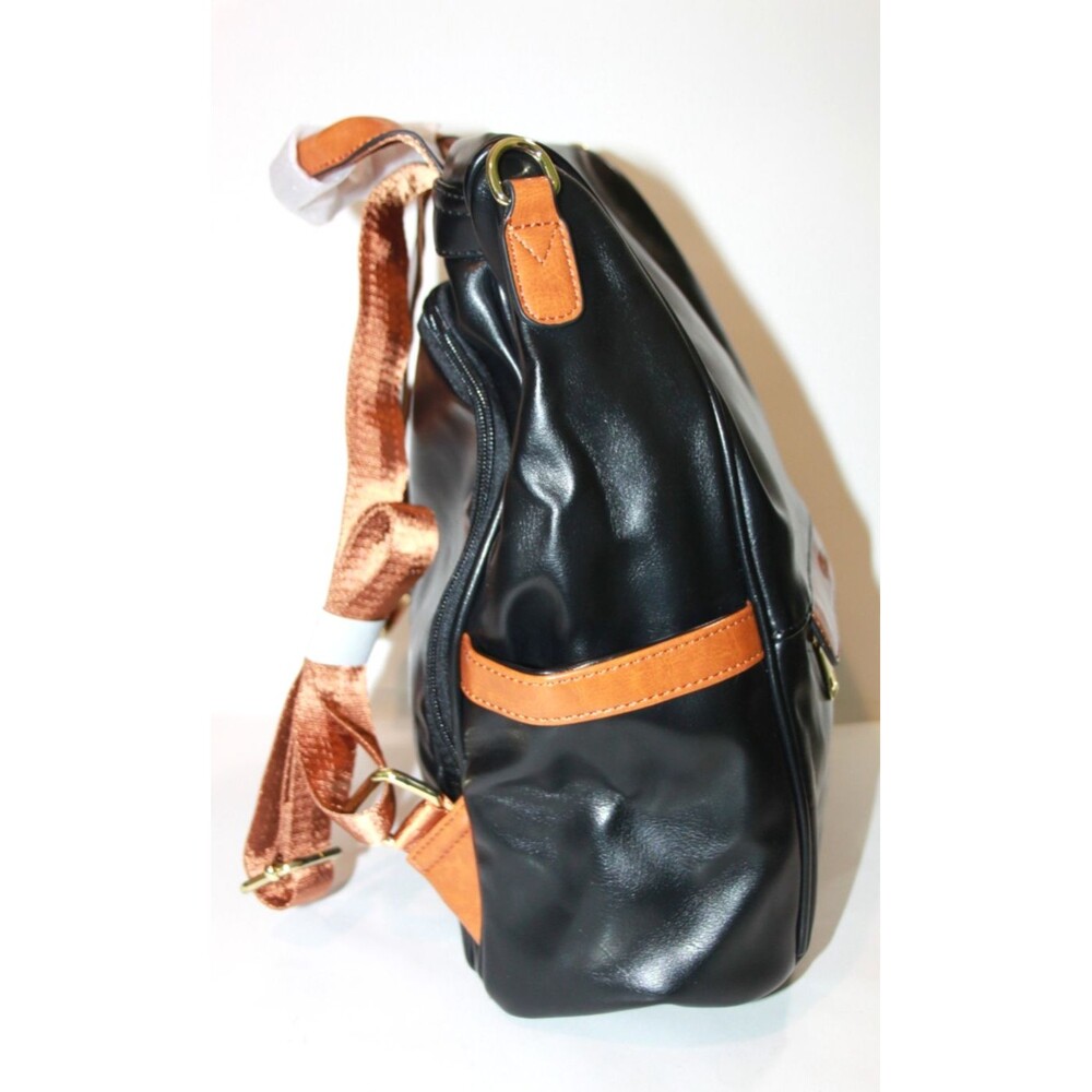 Cluci Women Backpack Purse Black Brown Faux Leather Anti Theft Travel Bag 12" - Picture 6 of 10